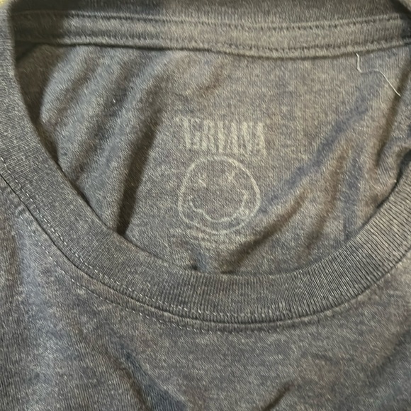 Vintage NIRVANA Navy Blue Tee with Yellow Graphic L - Picture 4 of 4